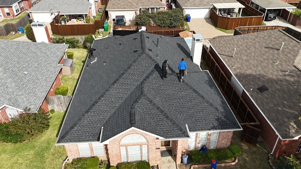 Slate & Tile Roof Repair work in progress on a Diboll property